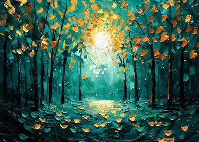 Golden Forest Painting