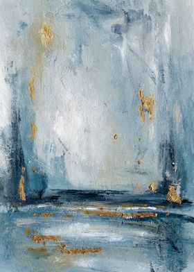 Abstract Blue and Gold Painting