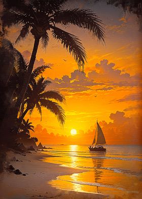 Sunset Sailboat