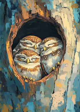 Pygmy Owls Trio