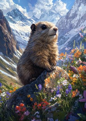 Marmot in Mountain Meadow