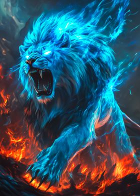 Blue Fire Lion