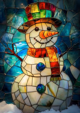 Stained Glass Snowman