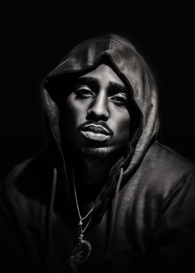 2pac rapper in Hoodie Portrait