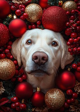 Labrador Dog in Christmas Ornaments