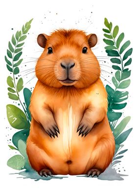 Cute Capybara Watercolor