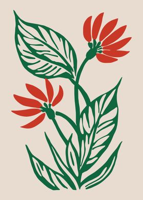 Red Flowers and Green Leaves