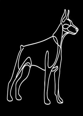 Doberman Pinscher Line Art