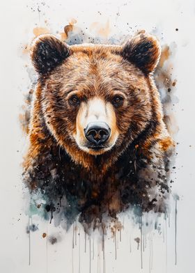 Brown Bear Watercolor Portrait