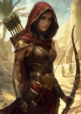 Female Archer in Desert