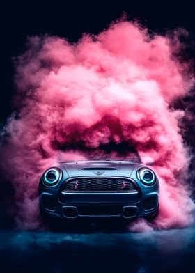 Mini Cooper in Pink Smoke