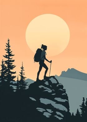 Silhouette of a Hiker