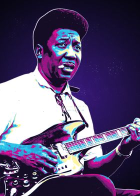 Muddy Waters Blues Guitarist Portrait