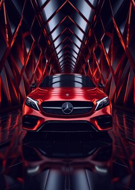 Red Mercedes in Geometric Tunnel