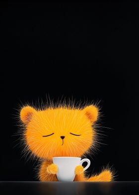 Cute Cat with Coffee