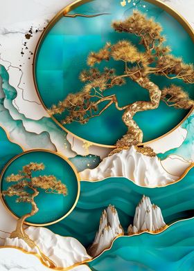 Gold Bonsai Tree Art