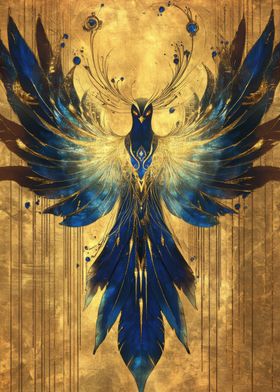 Blue and Golden Phoenix Front