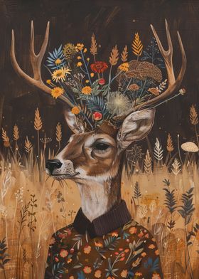 Floral Deer Portrait