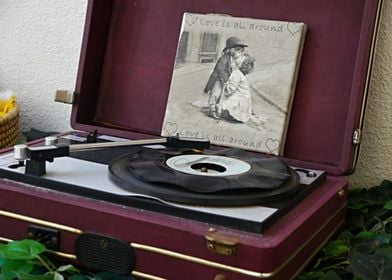 Vintage Record Player with Love Image