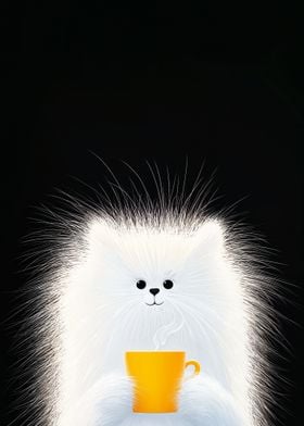 Fluffy Cat with Coffee