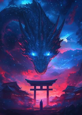 Dragon Over Japanese Temple