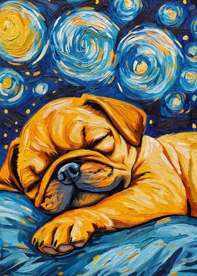 Sleeping Puggle Starry Night