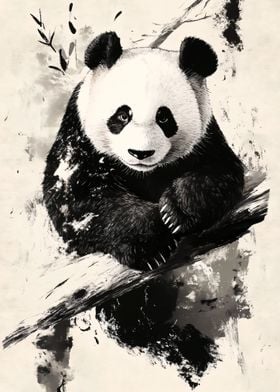 Panda in Ink Wash