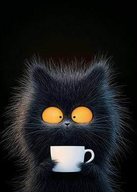 Black Cat with Coffee