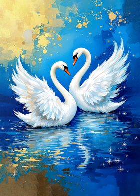 Two Swans in Love Art