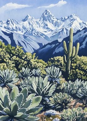 Mountain Landscape with Cacti