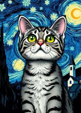 Cat in Starry Night