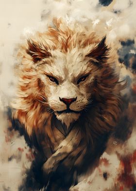 Lion with Fierce Gaze