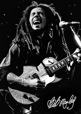 Bob Marley Guitar Poster