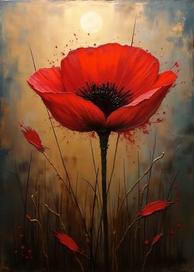 Red Poppy Painting