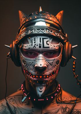 Cyberpunk Mask with Headphones