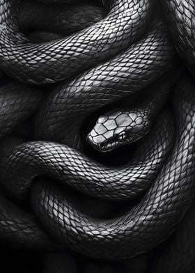 Black Snake Coiled