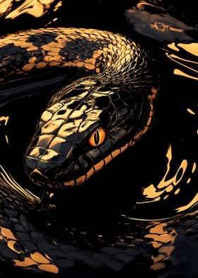 Black Snake with Golden Scales