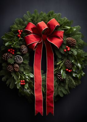 Christmas Wreath with Red Bow