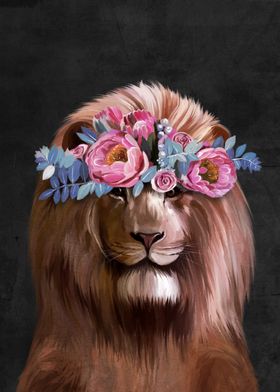 Lion with Flower Crown