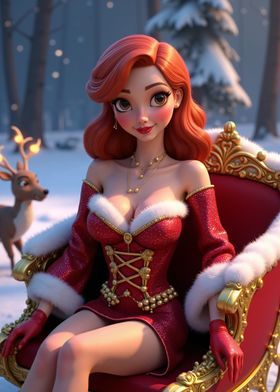 Christmas Redhead in a Golden Chair