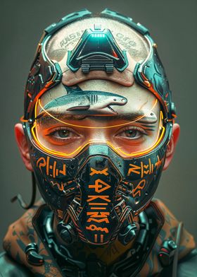 Cyberpunk Mask with Shark