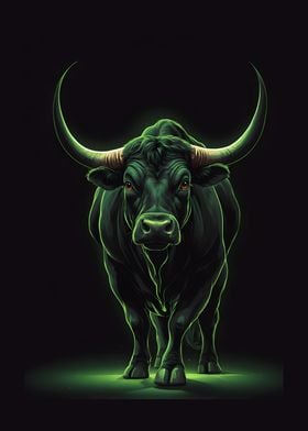 Neon Green Bull Illustration