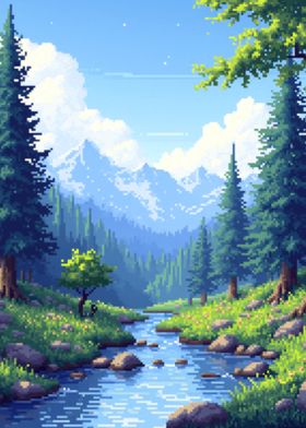 Pixel River Landscape