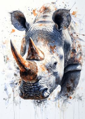 White Rhino Watercolor