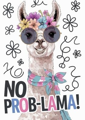 Cool Llama with Flower Crown