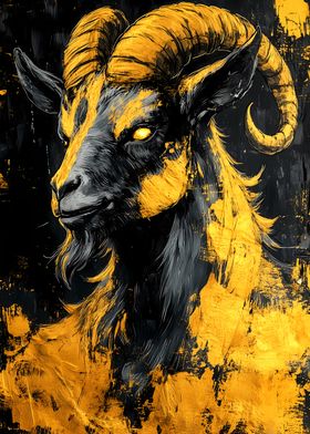 Golden Goat Portrait Animal