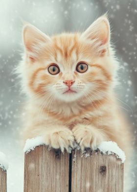 Cute Kitten in Winter