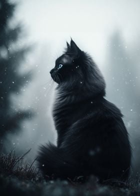 Black Cat in Snow