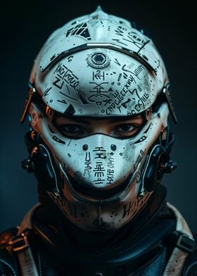 Cyberpunk Helmet with Graffiti