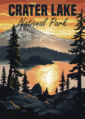 Crater Lake National Park Sunset Poster